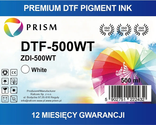 PRISM DTF Ink cartridge White 500ml bottle 1