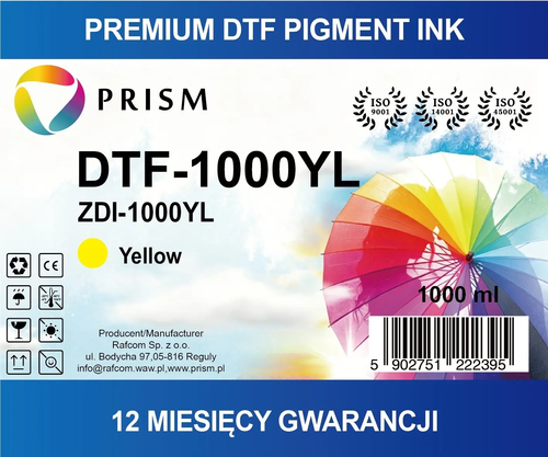 PRISM DTF Ink cartridge Yellow 1000ml bottle 238 1