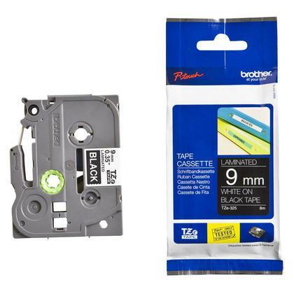 Brother Tape TZE-325 9mm White on Black 1