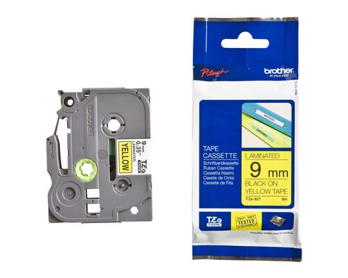Brother Tape TZE-621 Black druk/Black druk/Yellow pad 8m/9mm 1