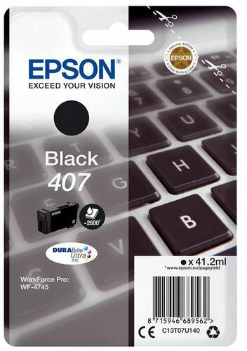 Epson Ink cartridge WF-4745 C13T07U140 Bk 407XL 2600 pages 41.2 ml 1